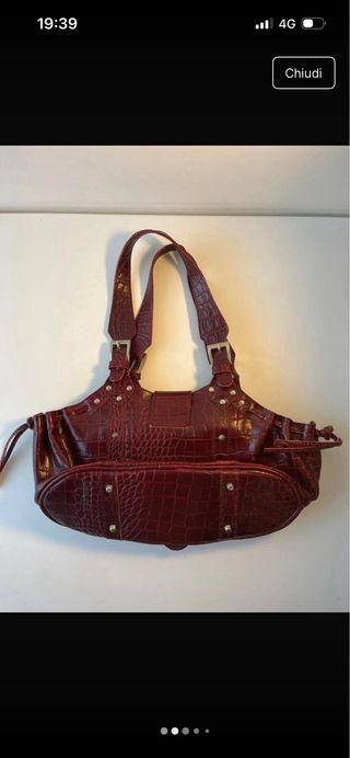 Borsa Maxima Milano Bordeaux Coccodrillo