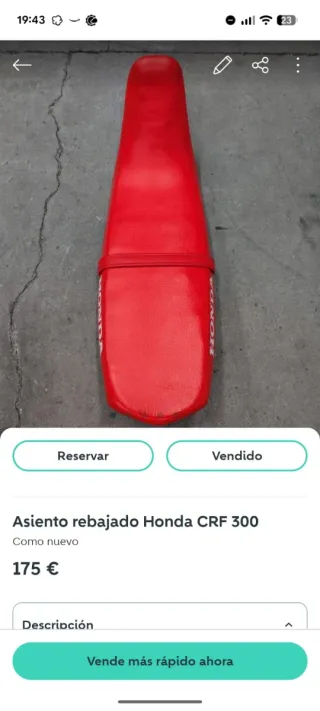 Asiento Honda CRF 300 rebajado