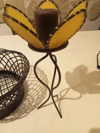 Cesto decorativo centrotavola con portacandela