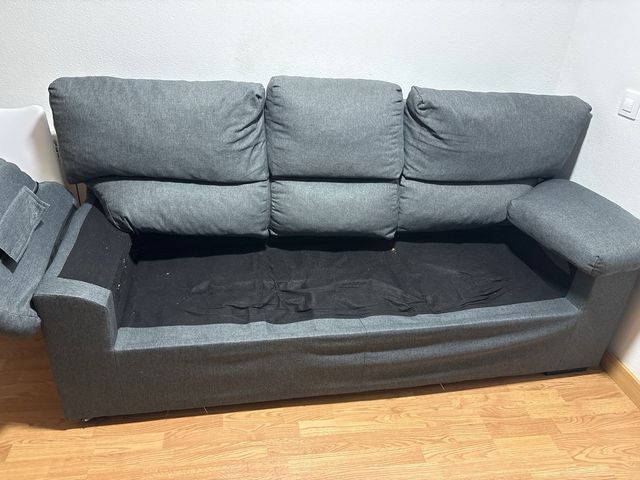Sofá 3 plazas gris tela.