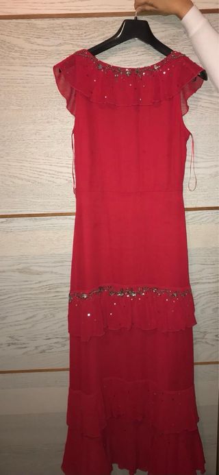 Vestido fiesta rojo con pedrería