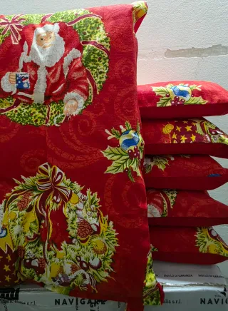 Cuscino Natale Babbo Natale Ghirlanda Rosso