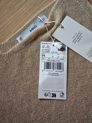 Top fiesta dorado Mango T. M con etiquetas