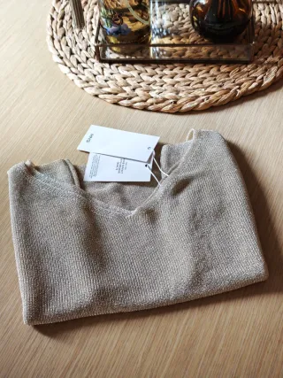 Top fiesta dorado Mango T. M con etiquetas