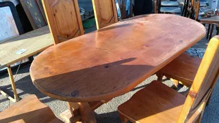 Conjunto mesa de madera + 6 sillas