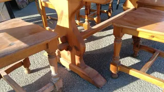 Conjunto mesa de madera + 6 sillas