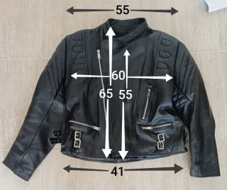 Motera cuero grueso con protecciones XXL. Medidas.