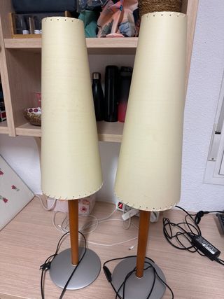 Lámpara de pie tela y madera