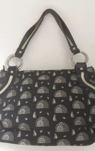 Borsa Braccialini nera con pinguini