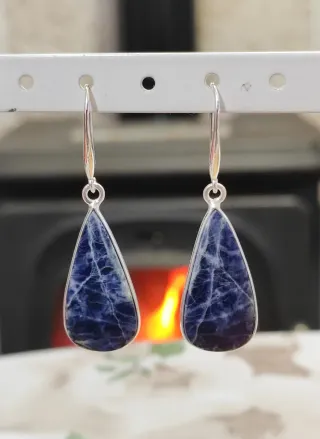 Pendientes Lágrima Sodalita 925