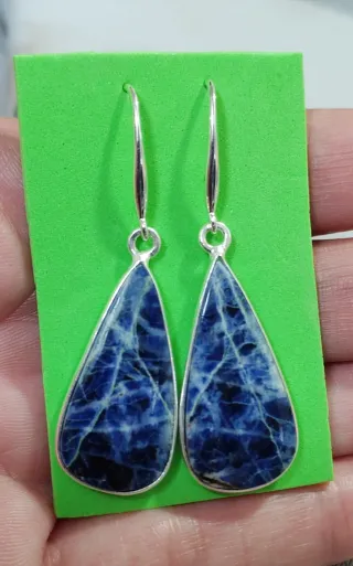 Pendientes Lágrima Sodalita 925