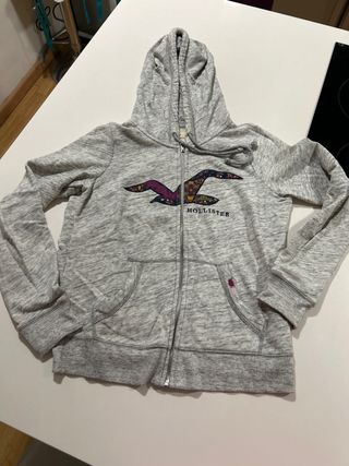 Chaqueta Hollister Gris con Diseño Multicolor