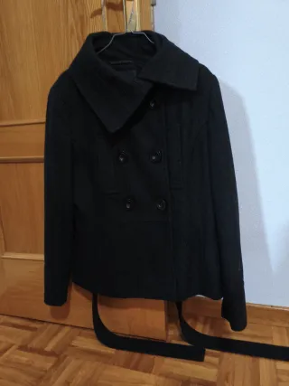 Abrigo paño Zara negro entretiempo