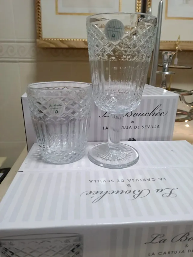 12 Vasos y 12 Copas La Cartuja de Sevilla