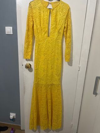 Vestido de fiesta amarillo encaje