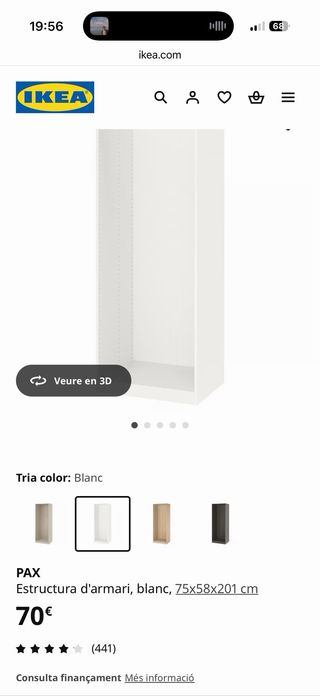 Estructura armario PAX IKEA blanca