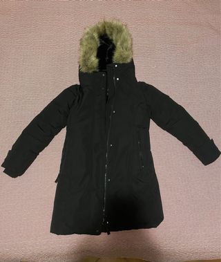 Abrigo Zara Invierno TRF Negro con Capucha