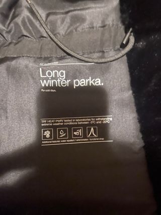 Abrigo Zara Invierno TRF Negro con Capucha