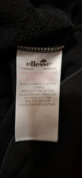 Sudadera Negra Ellesse Logo Clásico Hoodie