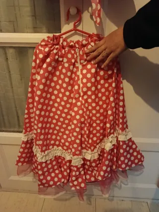 Traje Flamenca Rosa Lunares Blanco Hecho Mano