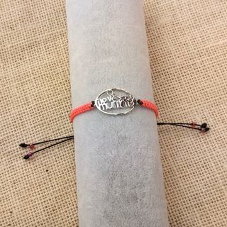 Pulsera Plata I love you mummy naranja flúor