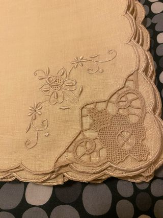 12 Tovaglioli Lino con Pizzo Burano Beige