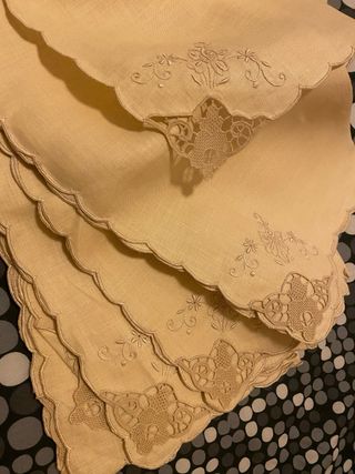 12 Tovaglioli Lino con Pizzo Burano Beige