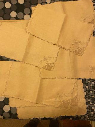 12 Tovaglioli Lino con Pizzo Burano Beige