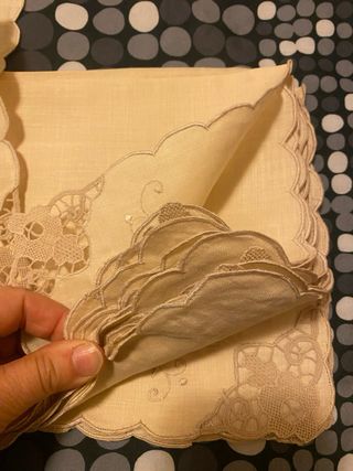 12 Tovaglioli Lino con Pizzo Burano Beige