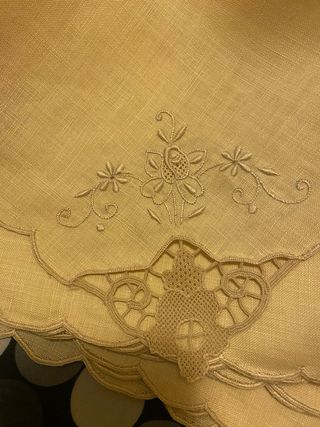 12 Tovaglioli Lino con Pizzo Burano Beige