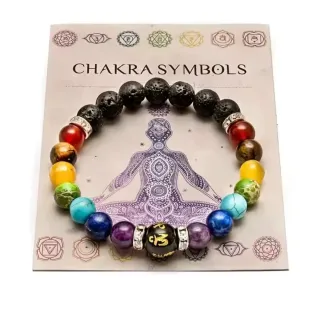 Pulsera Chakras Piedras Volcánicas y Semipreciosas