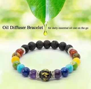 Pulsera Chakras Piedras Volcánicas y Semipreciosas