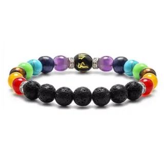 Pulsera Chakras Piedras Volcánicas y Semipreciosas