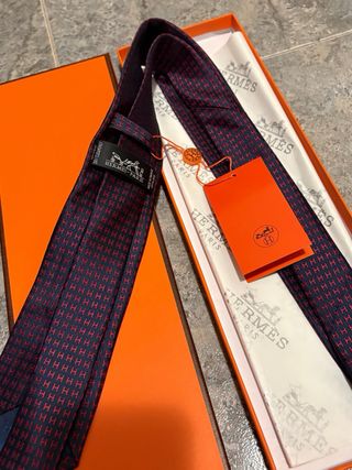 Corbata Hermès Azul y Roja