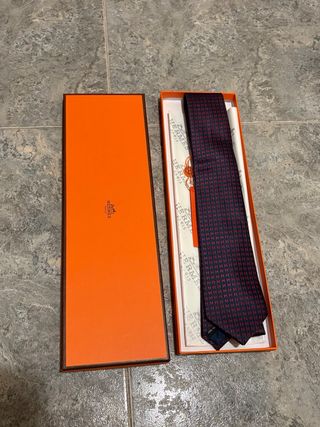 Corbata Hermès Azul y Roja