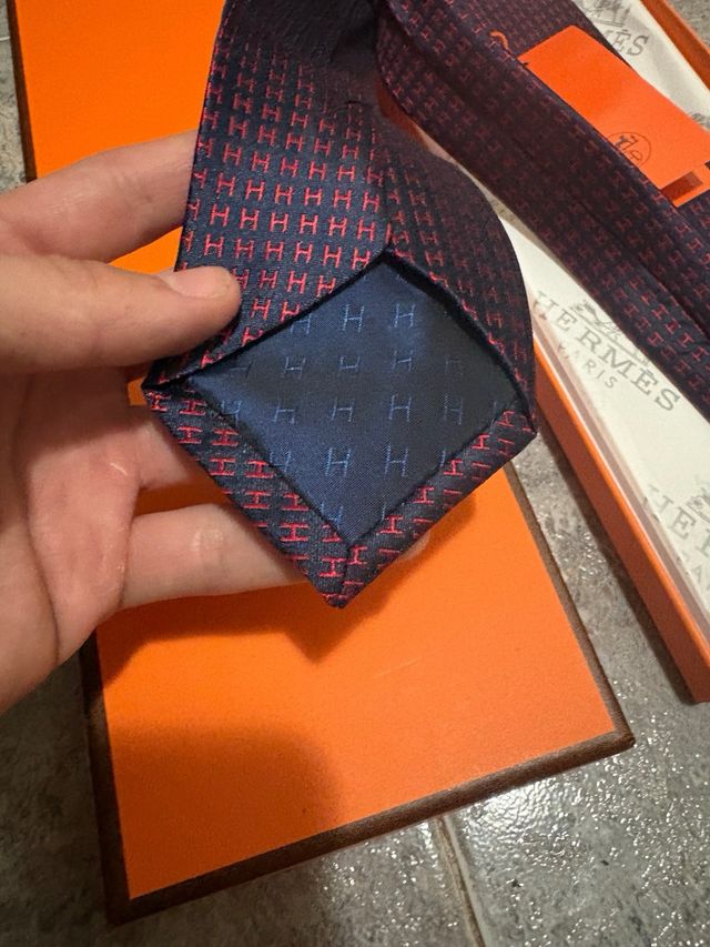 Corbata Hermès Azul y Roja