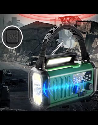 Radio de emergencia con linterna y cargador