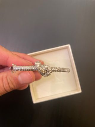Bracciale donna acciaio con zirconi nodo