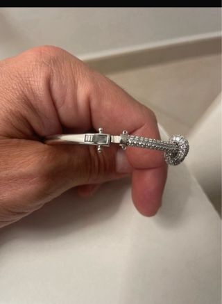 Bracciale donna acciaio con zirconi nodo
