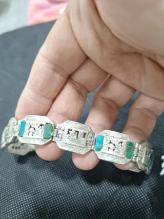 Pulsera Antigua Plata Turquesa