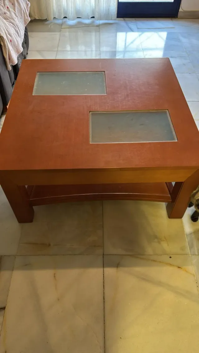 Mesa de centro madera y cristal