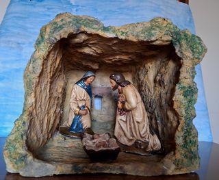 Portal Belén Cueva Navidad artesanal Figuras 25cm