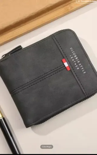 Cartera hombre cremallera negra nuevo precintado