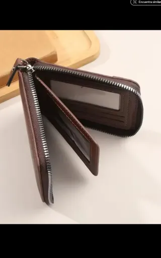 Cartera hombre cremallera negra nuevo precintado