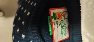 Maglione natalizio blu con Babbo Natale