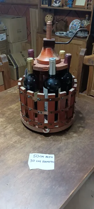 Botellero in legno rustico per 6 bottiglie