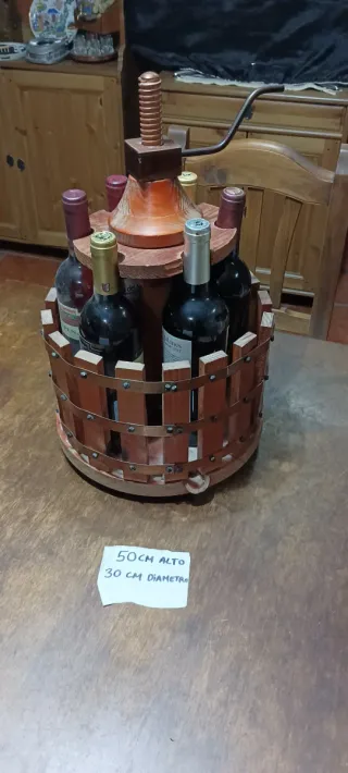 Botellero in legno rustico per 6 bottiglie