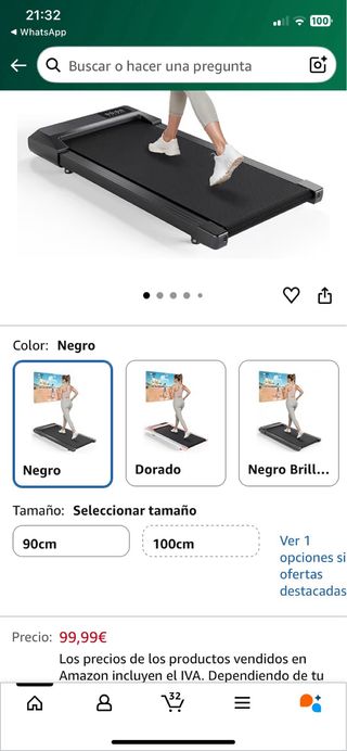 Cinta de correr con mando e inclinación