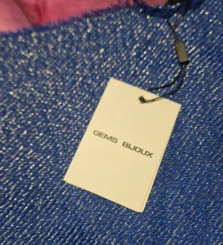 Sciarpa donna blu con fili argento