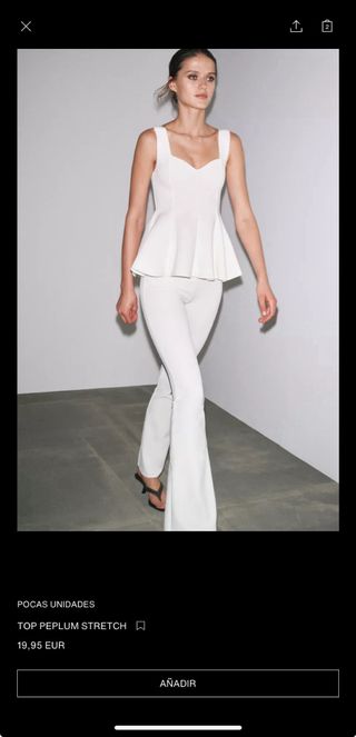 Top Zara volantes blanco Talla S